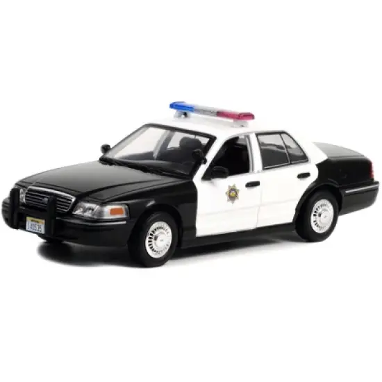 1998 Ford Crown Victoria Police Interceptor Black and White Reno 911 (2003-2009)" TV Series 1/24 Diecast Model Car by Greenlight image {1}