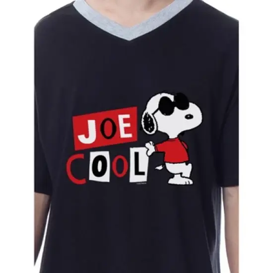 Peanuts Mens' Joe Cool Snoopy Classic Character Sleep Pajama Dress Shirt image {1}