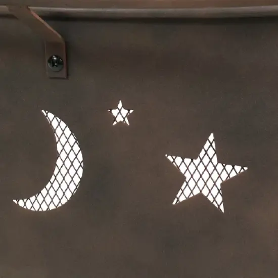 Sunnydaze Outdoor Camping or Backyard Round Cosmic Stars and Moons Fire Pit with Cooking Grill Grate, Spark Screen, and Log Poker - 30" image {2}