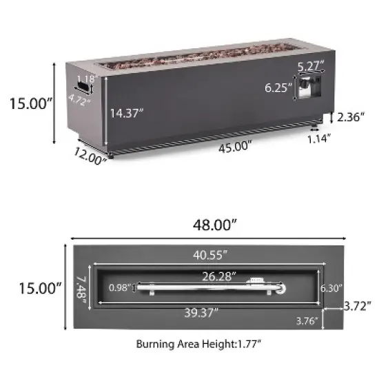 Christopher Knight Home Ostrander 4-Seater Outdoor Aluminum Chat Set with Fire Pit Table, Black/Dark Gray image {8}