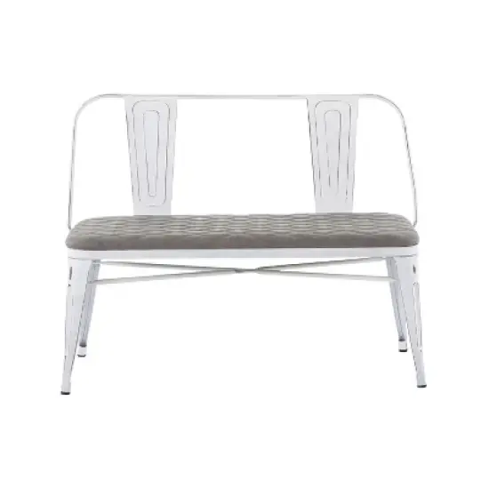 Oregon Industrial Upholstered Bench Vintage White/Gray - LumiSource image {4}