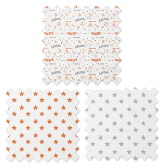 Bacati - Basketball Orange/Gray Muslin Changing Pad Cover image {8}