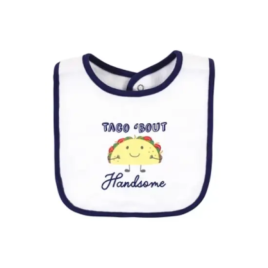 Hudson Baby Infant Boy Cotton Bib and Sock Set, Handsome Taco, One Size image {2}
