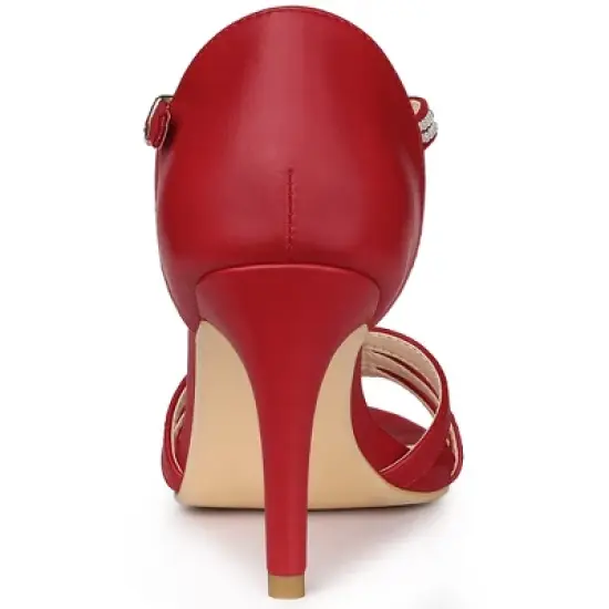 Allegra K Women's Rhinestone Ankle Strap Open Toe Stiletto Heels Sandals image {2}