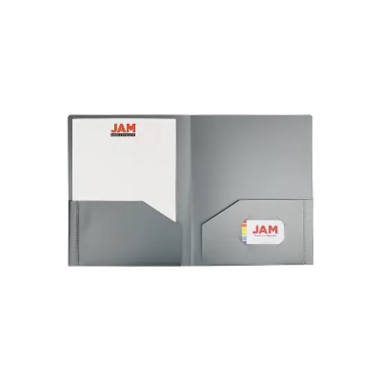 JAM Paper 2-Pocket Heavy Duty Folders Silver 108/Pack (383Hsib) 383HSIB image {2}