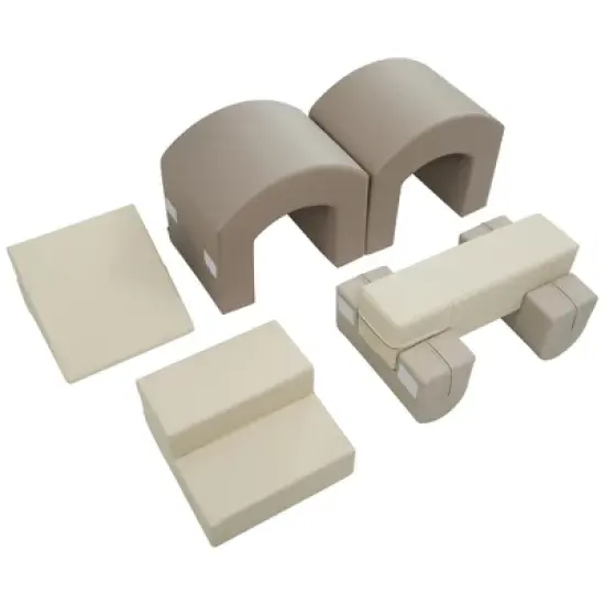 TopComfy Baby and Toddler Learning Toy Indoor Soft Foam Climber Play Set 7 in 1 for Active Play, Coffee, 32.09"*20.67"*18.5" image {5}