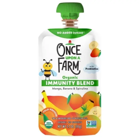 Once Upon a Farm Organic Immunity Blend Mango Banana Spirulina Kids' Snack - 3.2oz image {6}