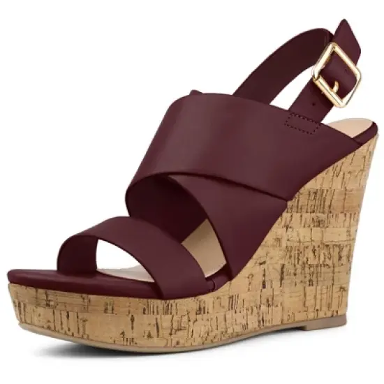 Allegra K Women's Wood Wedges Platform Wedge Sandals image {11}