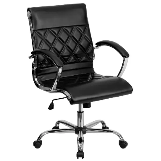 Emma and Oliver Mid-Back Designer Executive Swivel Arm Office Chair with Chrome Base image {5}