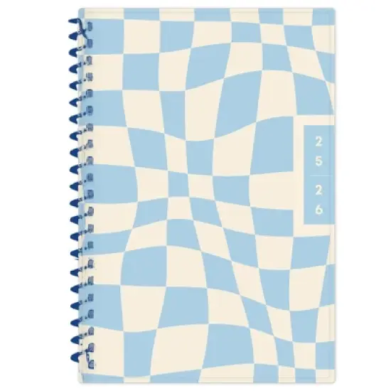 Blue Sky 5"x8" 2025-2026 Weekly/Monthly Spiral Planner Printed Dylan Blue Check Swirl image {12}