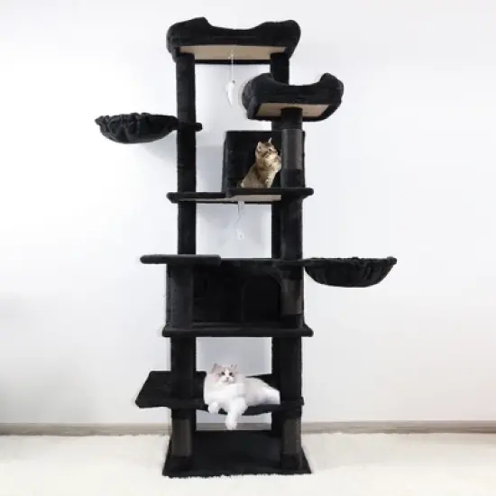 Kumasinova 68" Tall Cat Tree with Hammock,Multi-Level Cat Tower with Scratching Post,Modern Cat Tree for Indoor Cats Large Adult,Cat Beds & Furniture image {7}