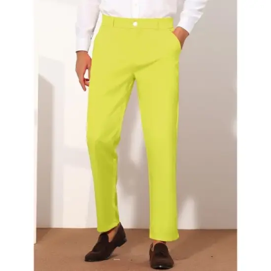 Lars Amadeus Men's Slim Fit Flat Front Solid Color Skinny Business Dress Pants image {1}