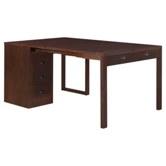 Expanding Desk with Ottoman and Converts To Table Expresso Brown - Stakmore image {3}