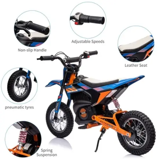 Kids Ride On Electric Motorcycle,250W Motor 13.6MPH Fast Speed Dirt Bike, Off-Road Bike,Twist Grip Throttle, Air-Filled Tires,for Teens image {1}
