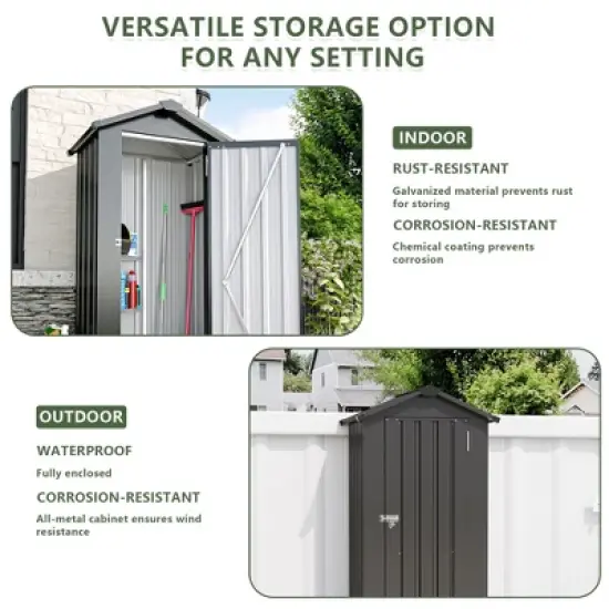 10x12 FT Outdoor Storage Shed with Sliding Doors Two Windows, Open Outdoor Shed for Wood Storage image {2}