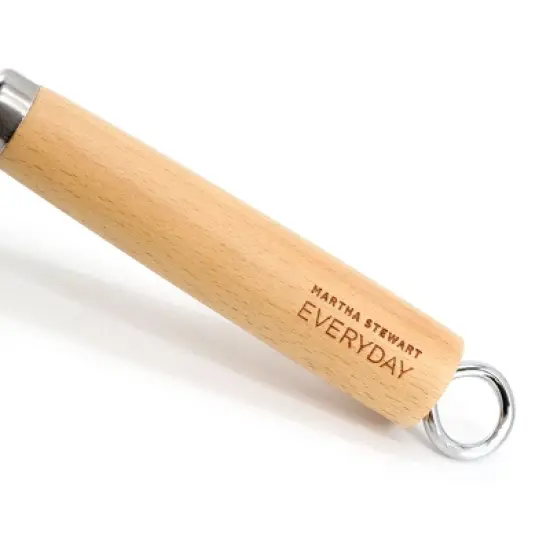 Martha Stewart Everyday Clarkston 10 Inch Nonstick Carbon Steel Wok with Wooden Handle in Teal image {4}