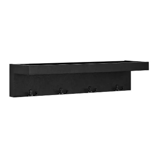 25.6" x 5.75 Wall Mounted Entryway Coat Rack with Decorative Ledge Shelf and Hooks Black - Danya B. image {11}