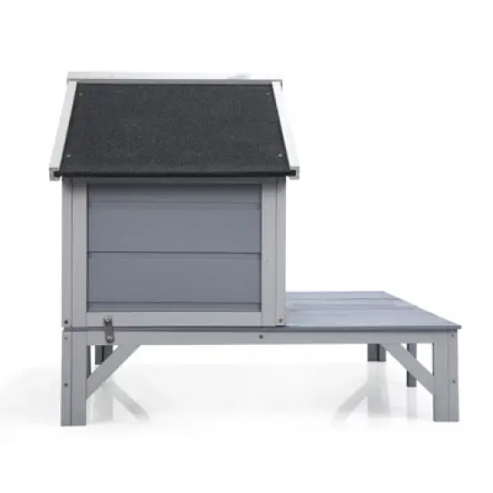 AZL1 Life Concept Pet Crates and Houses All Weather Indoor Outdoor Wooden Cat House with Play Pen, Lockable Doors, Gray, 43.31"*31.1"*29.13" image {3}