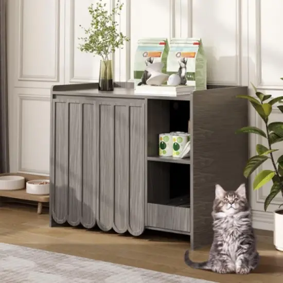 Cat Litter Box Enclosure, Hidden Litter Box Furniture with Removable Litter Collector image {2}