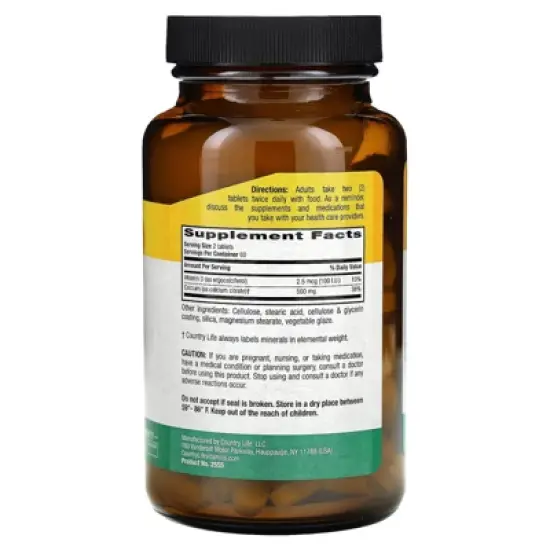 Country Life Calcium Citrate with Vitamin D, 120 Tablets image {1}
