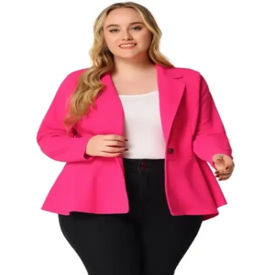 Agnes Orinda Women's Plus Size High-Low Hem Workwear Formal Peplum Blazers image {15}