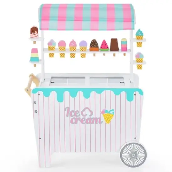 Costway Kid's Ice Cream Cart Food Trunk Play Toy Set with Display Rack & Accessories image {9}
