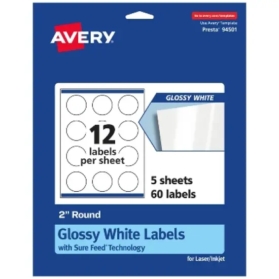 Avery Round Labels with Sure Feed, 2" Diameter image {6}