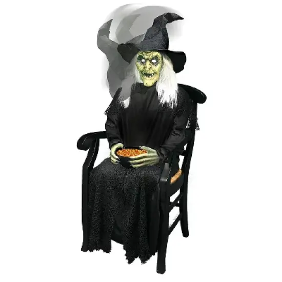 Tekky Toys Animated Sitting Witch Prop Halloween Decoration - 42 in - Black image {1}