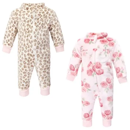Hudson Baby Infant Girl Plush Jumpsuits, Blush Rose image {9}