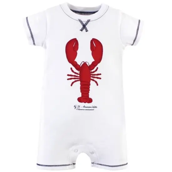 Touched by Nature Baby Boy Organic Cotton Rompers 3pk, Lobster image {3}