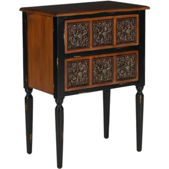 Kenneth 2 Drawer Side Table - Dark Brown - Safavieh image {2}