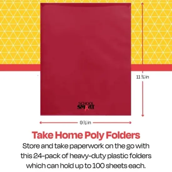 School Smart Take Home Folder, Red, Set of 24 image {5}
