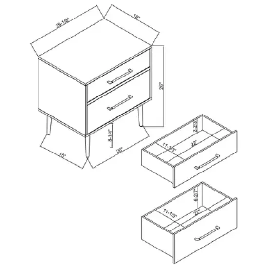 Gloria 2 Drawer Nightstand - Linon image {14}