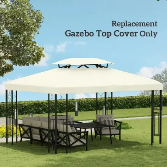 Resenkos Canopy Replacement Cover, Gazebo Canopy Top Replacement, Gazebo Replacement Canopy, 2-Tier Top Cover for 9.84' x 13.1' Gazebo, Charcoal (TOP image {6}