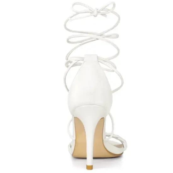 Allegra K Women's Stiletto High Heels Lace Up Strappy Heel Sandals image {3}