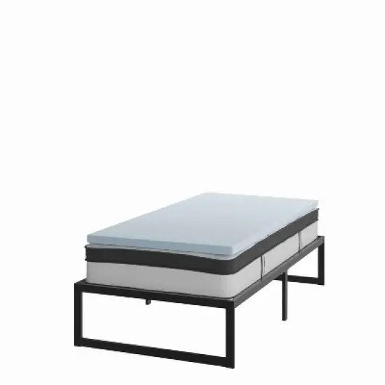 Flash Furniture 14 Inch Metal Platform Bed Frame with 10 Inch Pocket Spring Mattress in a Box and 2 Inch Cool Gel Memory Foam Topper image {14}