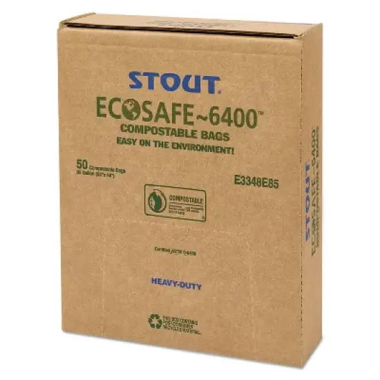 Stout by Envision EcoSafe-6400 Bags, 32 gal, 0.85 mil, 33" x 48", Green, 50/Box image {7}