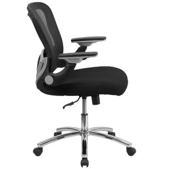 Emma and Oliver Mid-Back Black Mesh Swivel Ergonomic Office Chair - Height Adjustable Flip-Up Arms image {5}