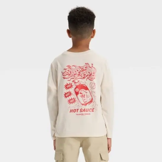 Boys' Long Sleeve 'Hot Sauce' Graphic T-Shirt - Cat & Jack&trade; Beige image {2}