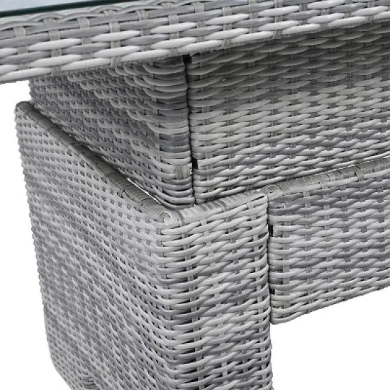 Outdoor 5 Pcs Furniture Set, Seating Set with Extendable Side Tables, Rattan Sofa Set with Metal Frame and PE Cushions-Coolbibila image {6}