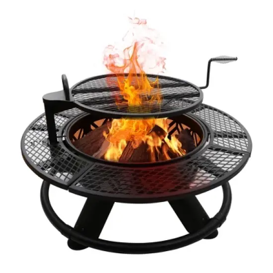 Bestier Fire Pit with Grills Grate, 47" Outdoor Firepit for Outside Wood Burning image {11}