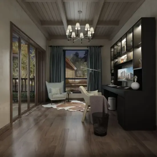 Famapy Black Spacious Double Desk Workstation Light Strips USB Ports image {10}