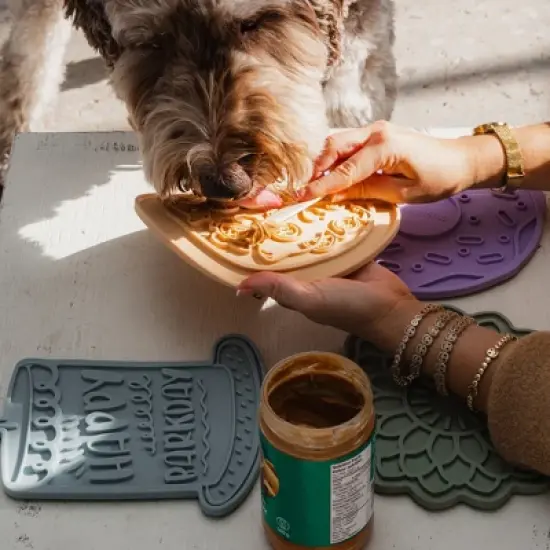 Dexypaws Enrichment Lick Mat: Pup-peroni Pizza - Grooved Silicone image {2}