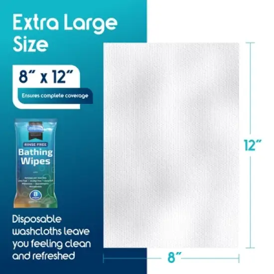 Inspire Rinse Free Body Wash Wipes | Bathing Wipes, Shower Wipes | Extra Large Adult Wipes With Aloe | Cleansing Adult Wipes | Body Wipes image {3}