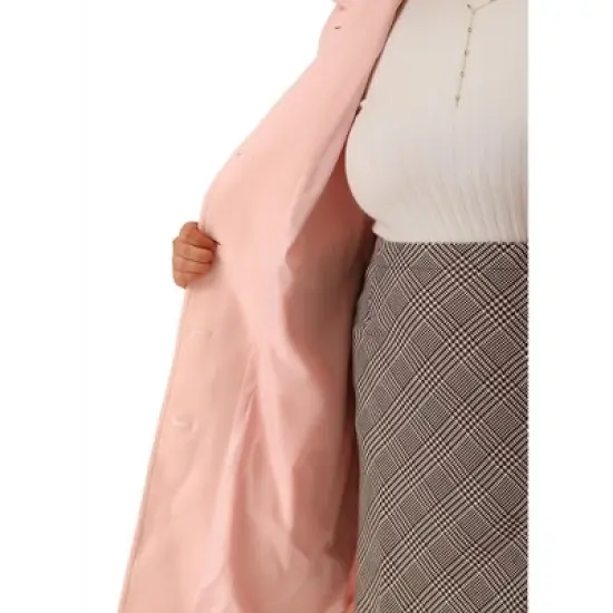 Agnes Orinda Women's Plus Size Coats Peter Pan Collar Single Breasted Long Coat image {5}