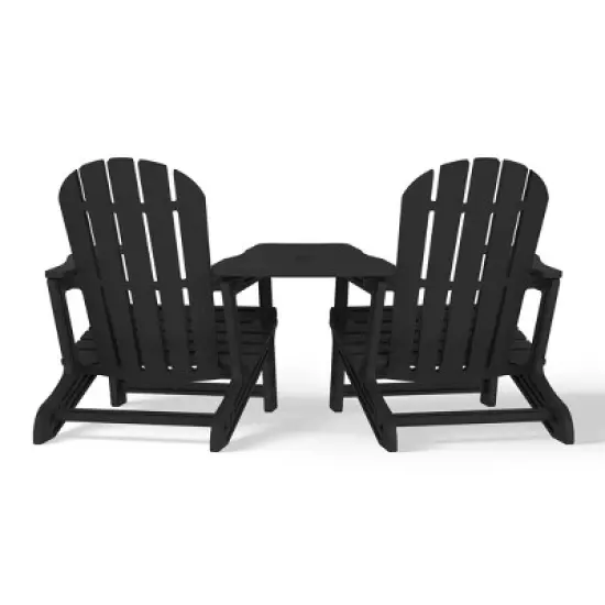 WestinTrends Azura Outdoor HDPE Adirondack Chairs With Connecting Table Tray (Set of 2), Navy Blue image {7}