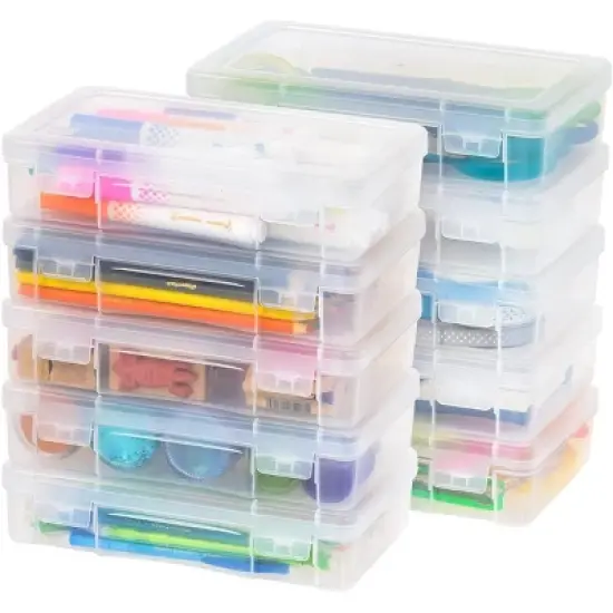 IRIS USA Plastic Small Storage Containers with Latching Lid for Pencil Box, Lego, Crayon, Stackable image {10}