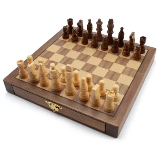 GSE 10" Magnetic Chess Set, Wooden Chess Board Game Set with Drawers, Classic Portable Travel Chess Set image {7}