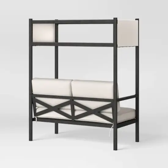 Ryegate 2pc 4' Mini Patio Daybed with Ottoman Weathered Teak - Threshold&trade; image {4}