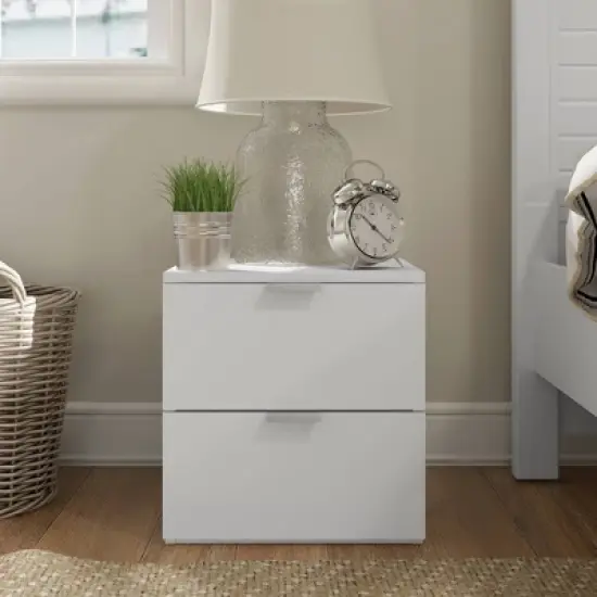 Delmar Wood 2 Drawer Nightstand Matte White - Hillsdale Furniture image {1}